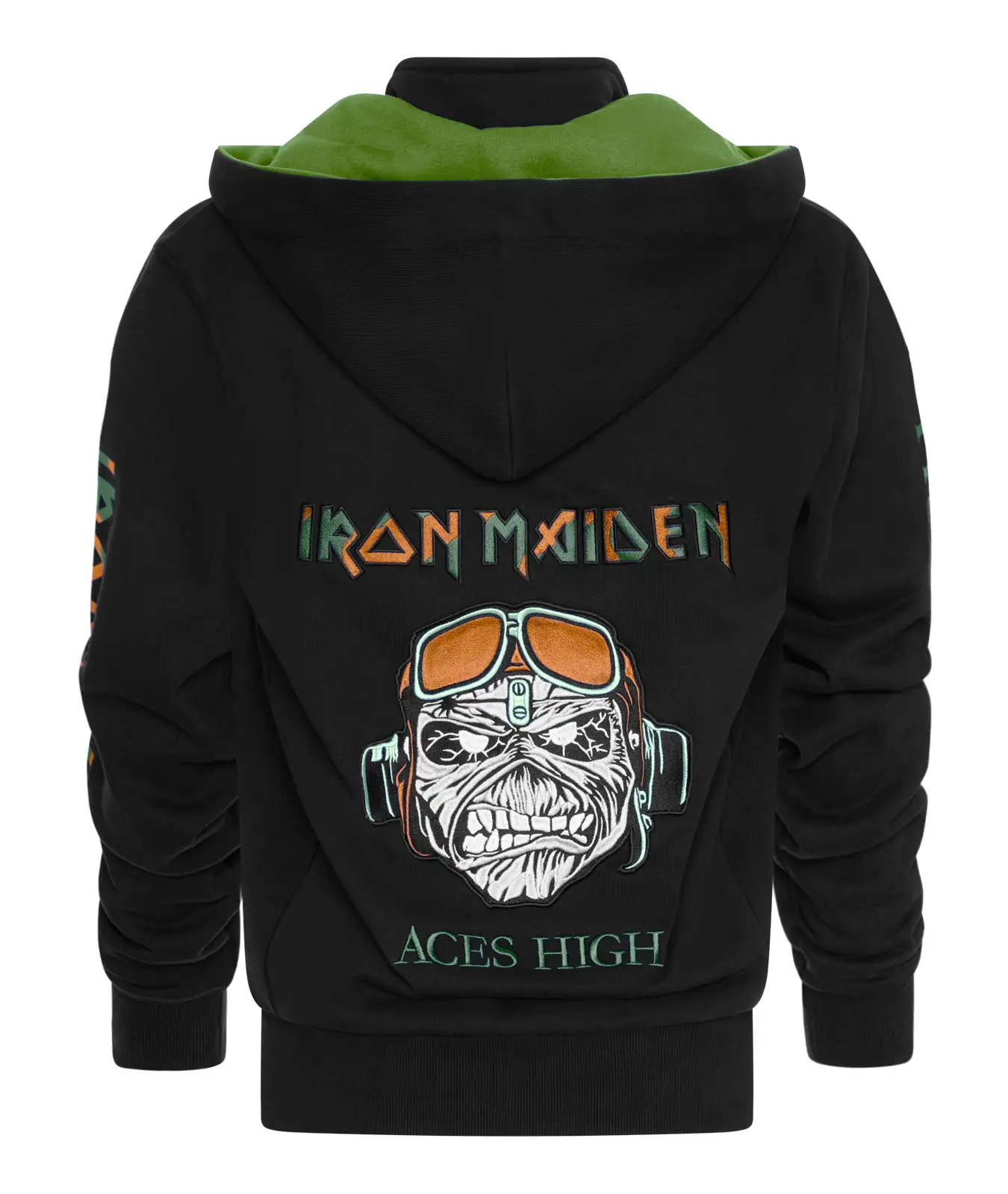 Kapuzenjacke Iron Maiden Aces High Rücksicht mit gesticktem Aces High Eddie