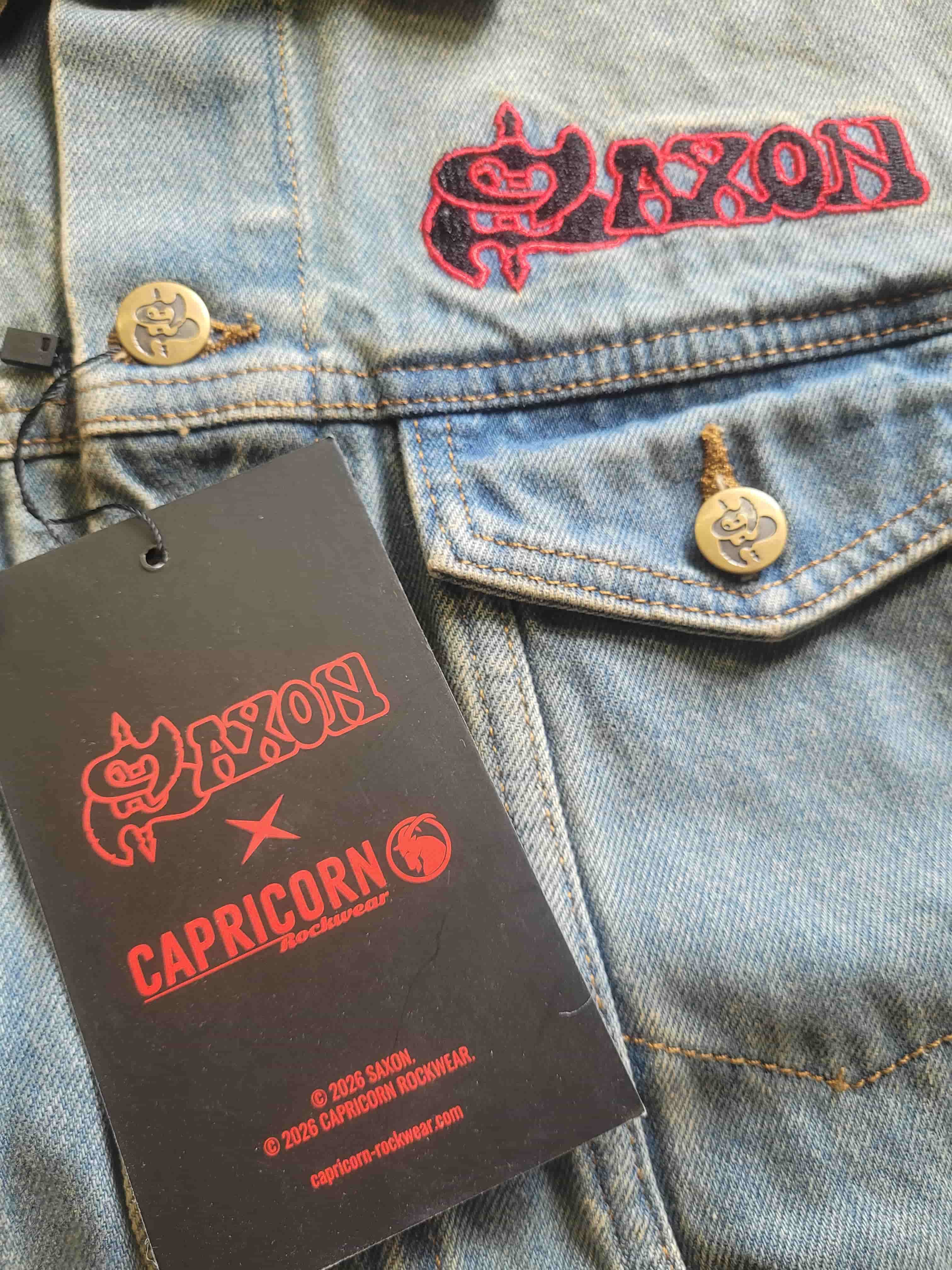 Saxon x Capricorn Rockwear Jeans Weste Eagle