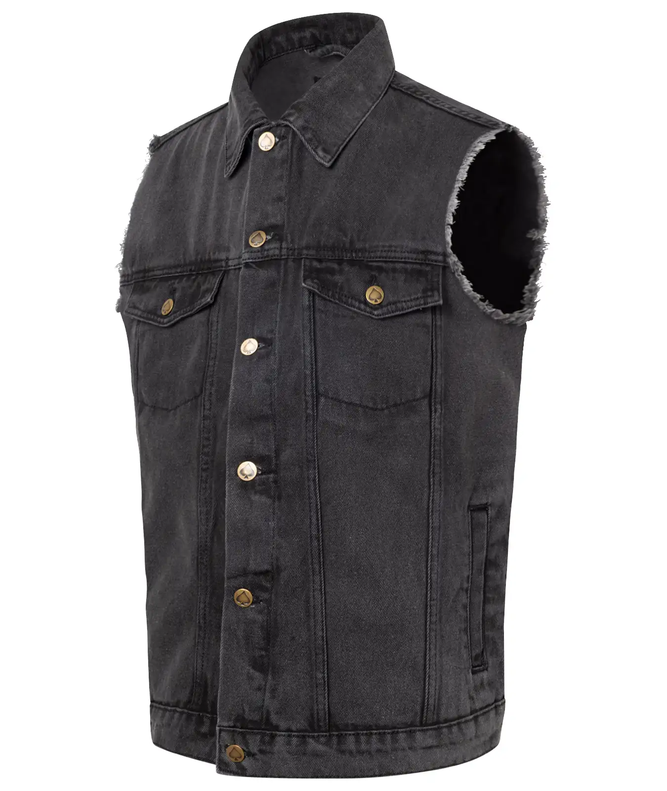 Jeans Weste Black Vintage mit ausgefransten Armen